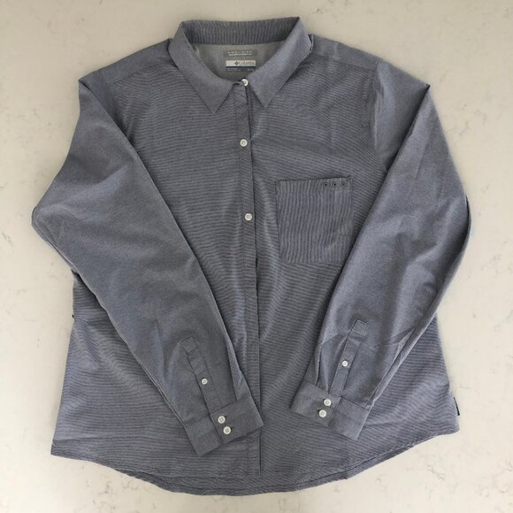 Columbia Performance Fishing Gear Lg Slv Omni Wick Shirt Blue Gray Sz XL NWOT - Picture 1 of 16